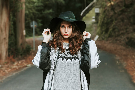 portrait of young woman in autumn outdoors