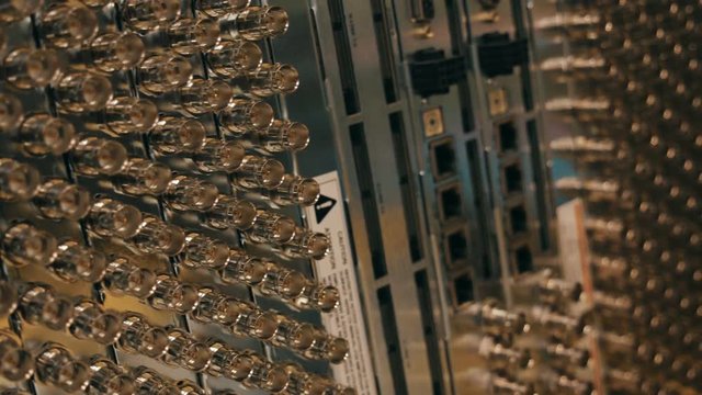Professional TV equipment with a huge amount of BNC connectors on the rear side