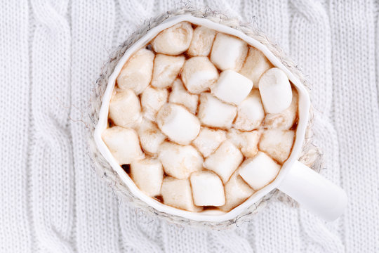 Cup of hot chocolate with marshmallow