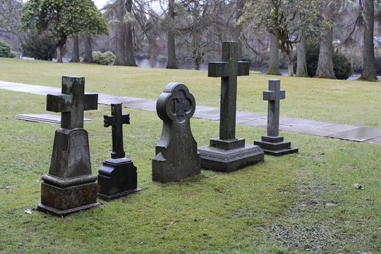 Cemetery Graveyard Stone Crosses