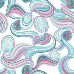 Fototapeta na wymiar Abstract wave line and loops seamless pattern. Swirl wavy ornament Chaotic motion 