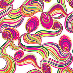 Abstract wave line and loops seamless pattern. Swirl wavy ornament Chaotic motion background