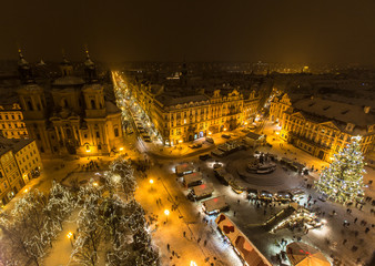 Old town square in Prague at Christmass time.