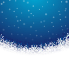Beautiful  winter background with snowflakes on dark blue. Vector illustration.