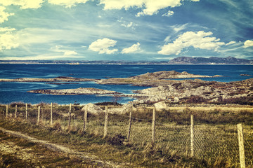 Norway landscape toned Instagram style grunge.