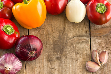 Healthy eating. Fresh vegetables on old wooden surface