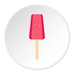 Pink fruit ice cream icon. Flat illustration of pink fruit ice cream vector icon for web