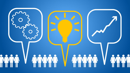Menschen Sprechblasen Innovation / Erfolg