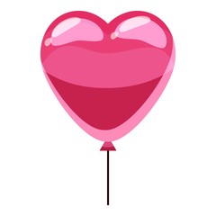 Pink heart balloon icon. Isometric 3d illustration of pink heart balloon vector icon for web