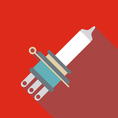Car headlamp bulb icon. Flat illustration of car headlamp bulb vector icon for web isolated on red background