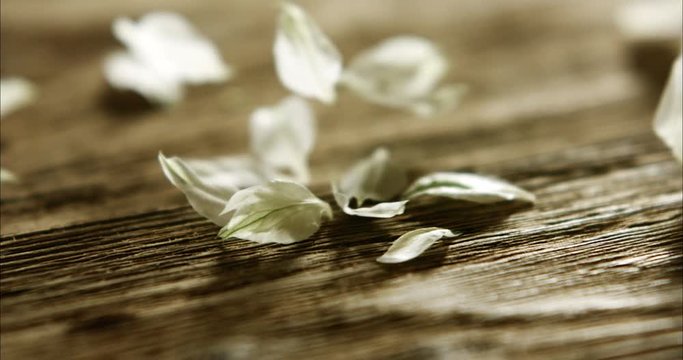 Close up dolly shot of whole garlic bulbs and a few cloves of garlic on an old wooden table or background.