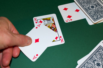 Playing cards in a casino.