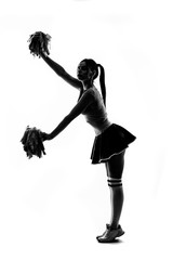 Sihlouette of cheerleader on white background