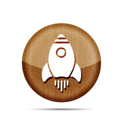 wooden flat rocket icon - vector illustration