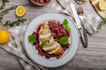 Chicken steak with buckwheat porridge