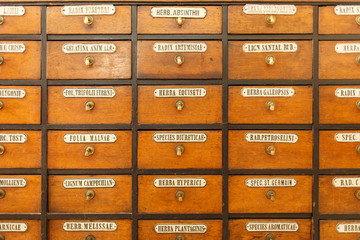 Chest of drawers with herbal medicines