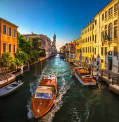 Italy beauty, boats on canal street in Venice , Venezia