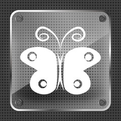 butterfly icon on a metallic background
