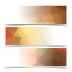 Abstract Orange Triangular Polygonal vector banners set