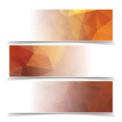 Abstract Orange Triangular Polygonal vector banners set