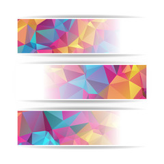 Fototapeta premium Abstract Colorful Triangular Polygonal vector header set