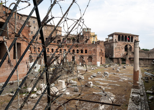 The ruins of Trajan's Market (Mercati di Traiano) in Rome. Italy
