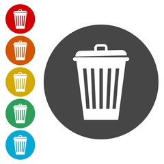 Collection of trash bin icons 