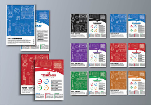 6 Technical Blueprint Flyer Layouts