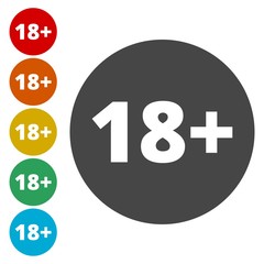 Vector Round Icon of 18 sign on white 