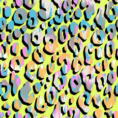 Bright animal spots with abstract smudges - seamless background