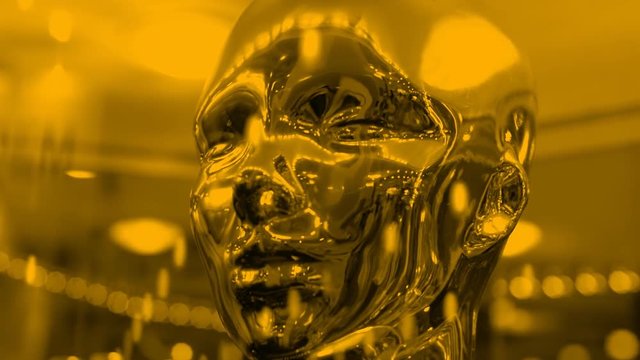 Silver color, mirror surfaces of face humanoid ( human ) reflects lights and rays of light from the surrounding space. Liquid metal face