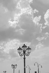 street-lamps n clouds 3 bw