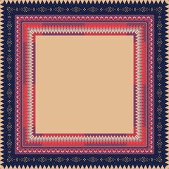 Ornamental frame - 1. Ethnic motives. Vector illustration. Lovely tablecloth. Bandana print. Scarf.