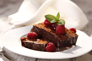 gingerbread cake wrap chocolate with raspberry filling 
