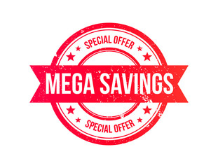 Mega Savings Grunge Ribbon Stamp