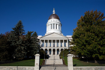 Maine Statehouse capitol building is located in Augusta, ME, USA.