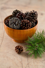 pine cones and needles