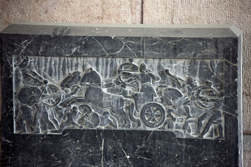 roman etching in black marble