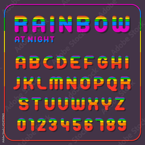 complete set of rainbow alphabet letters imagenes de archivo y