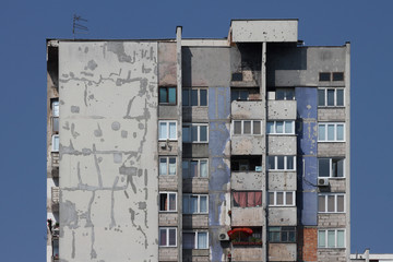 Scars of war at the apartment block in Sarajevo