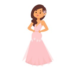 Wedding bride girl character vector