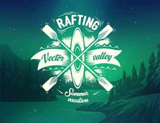 Rafting typography design on vector background