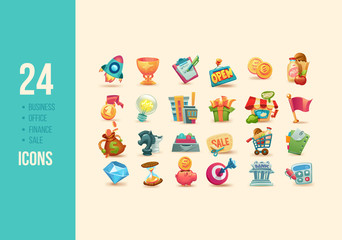 Fototapeta premium Realistic business icons. Set isolated vector illustration. Busi