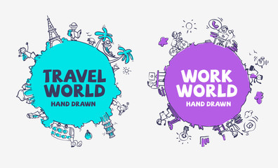 Travel and tourism background and illustration. Work and busines