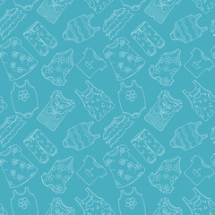 Hand-drawn seamless pattern of children cothes