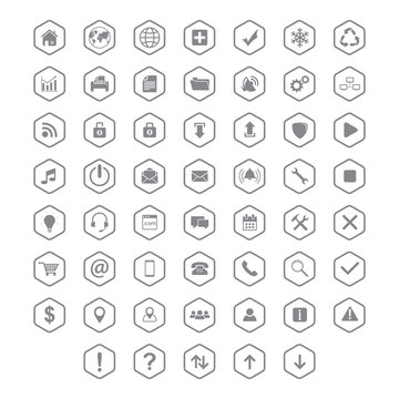set flat icon hexagon