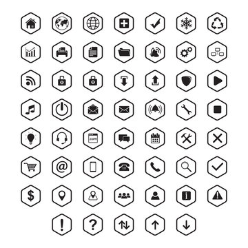 set flat icon hexagon