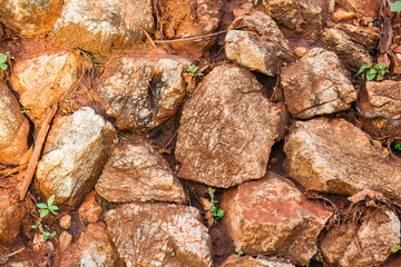 red rock Railway Tracks , stone background