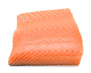 Fresh salmon fillet isolated on white background