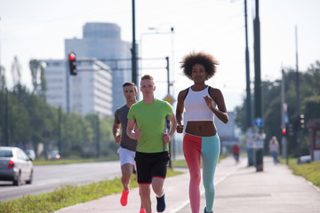 multiethnic group of people on the jogging